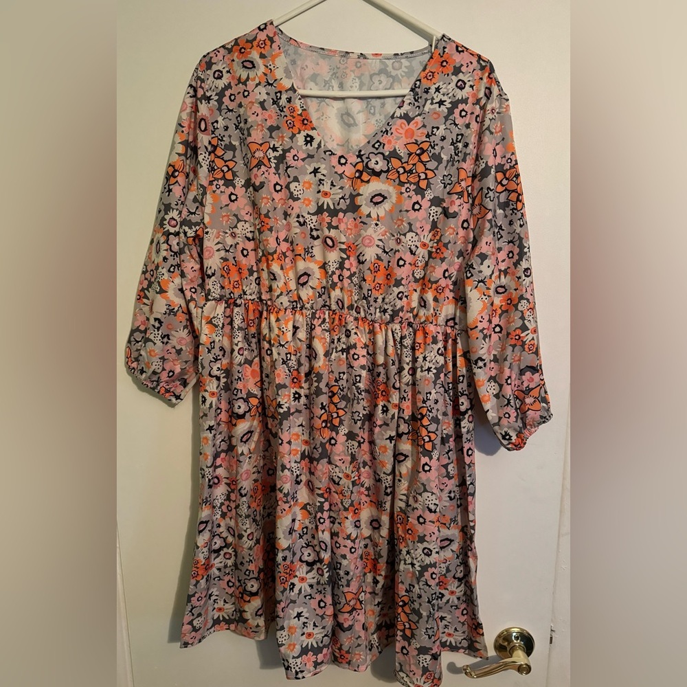 3/4 Sleeve Floral Dress